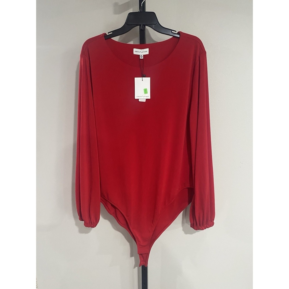 Gibson Latimer womens SHIRT TOP STRETCH BODYSUIT RED XXL BRAND NEW $69 A5